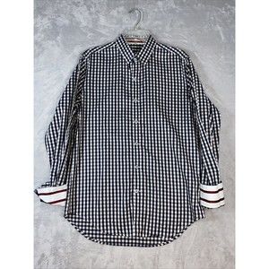 Robert Graham Mens Small Striped Flip Cuff Button Up Collared Gingham Pattern